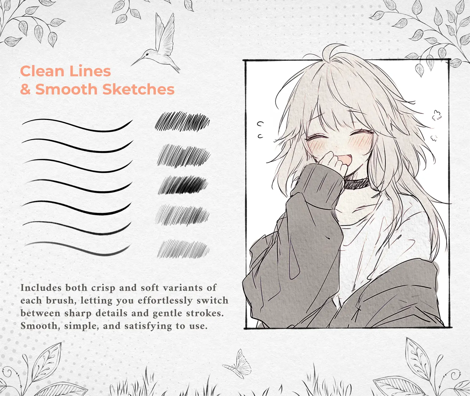 70+ Anime Soft Style Brushes for Procreate (Soft Drawing Brushes, Character Brushes, Marker Brushes, Paper Textures) 4 70+ anime soft style brushes for procreate10 84820