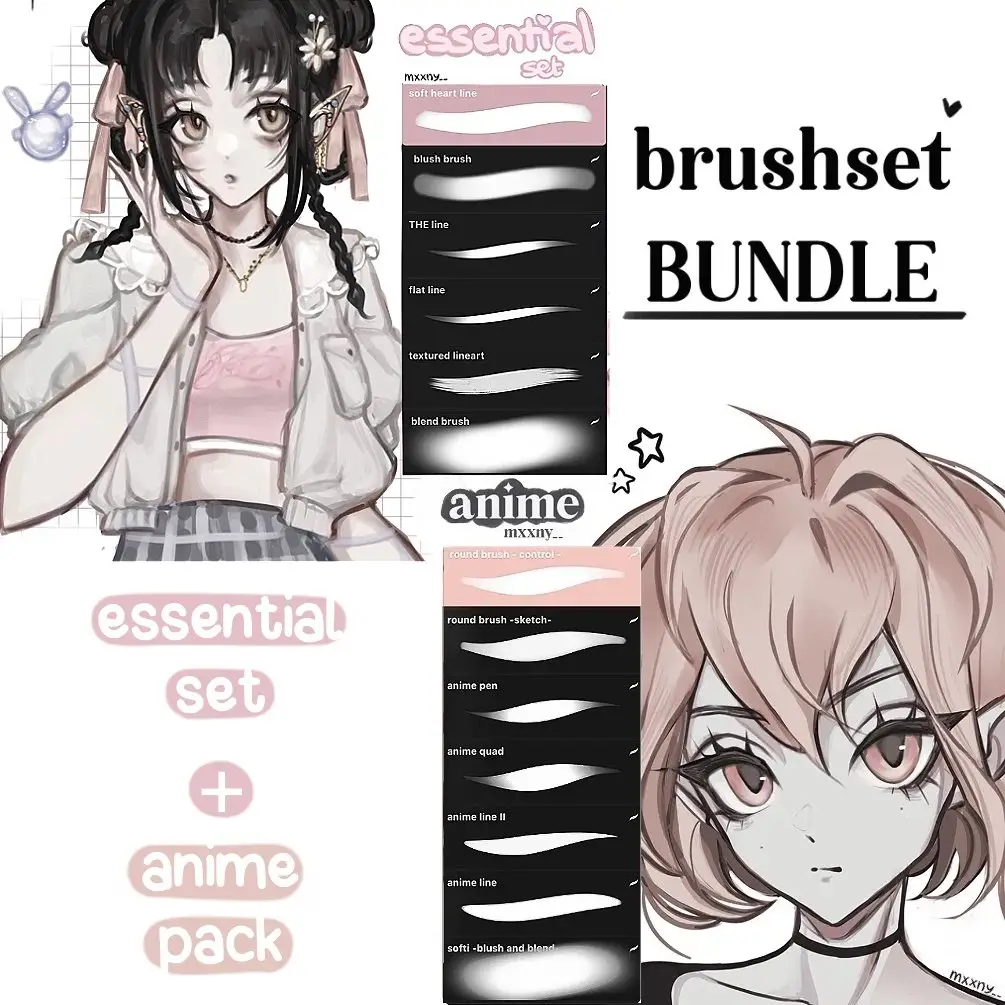 anime pack + essential pack BUNDLE (procreate)