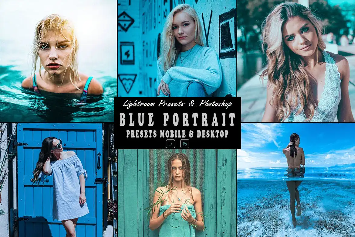 Blue Portrait Photoshop Action & Lightrom Presets