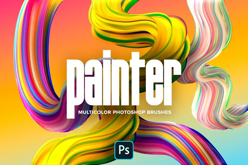 Adobe Photoshop Abstract Paint Brushes and Palettes Bundle - 24 Packs 6 painter multicolor brushes (photoshop)01 84474