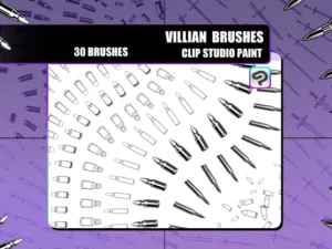 villian brushes bullet, knifes and swords clipstudio paint1 84888