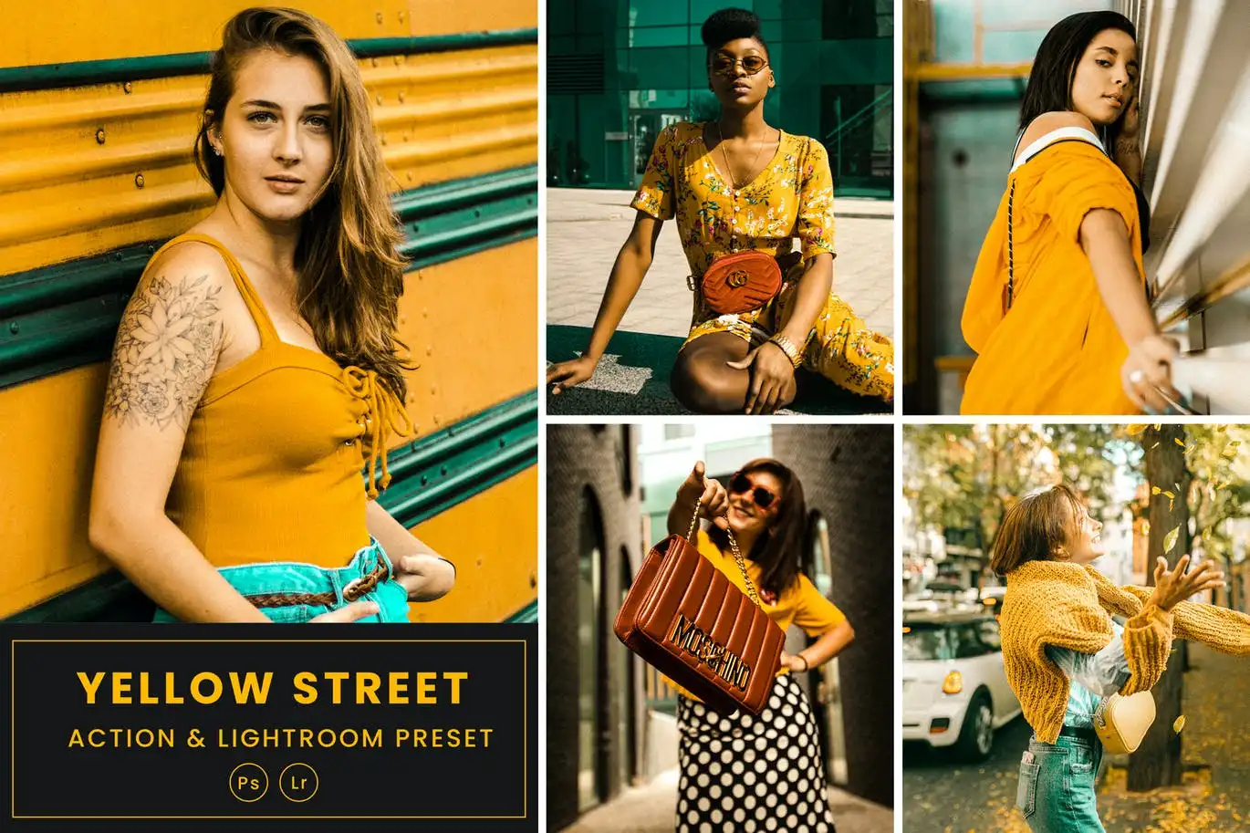 Yellow Street Tones Action &amp; Lightrom Presets