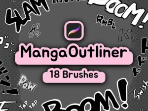 Procreate Manga Outliner / 18 brushes for manga sound effects and handwritten text