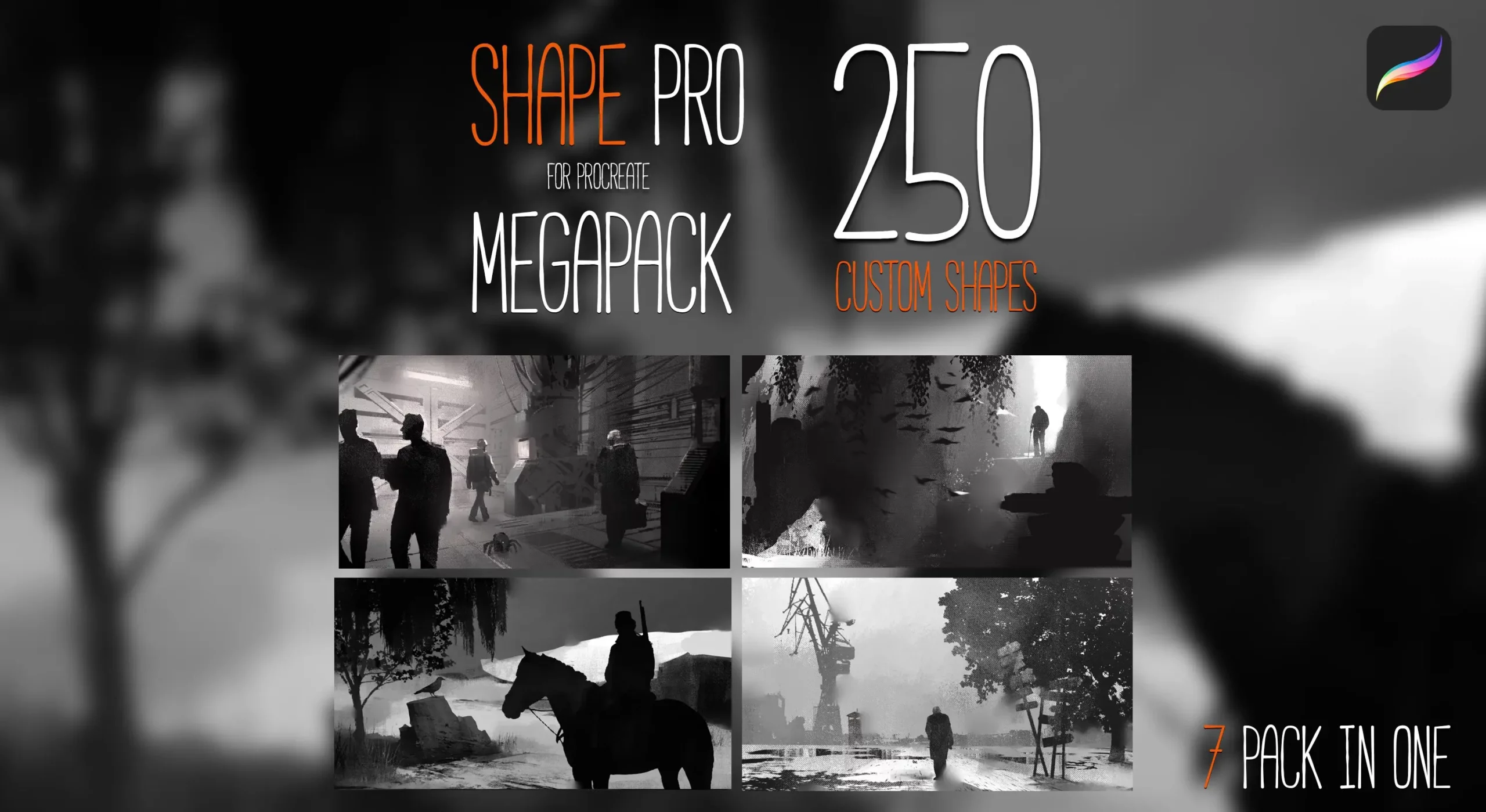 SHAPE PRO MEGAPACK for PROCREATE 5 and PHOTOSHOP 6 shape pro megapack for procreate 5 and photoshop1 92405