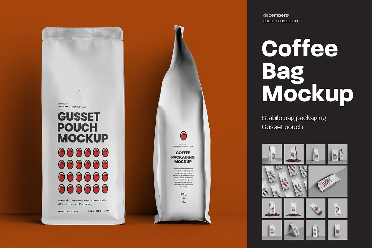 Adobe Photoshop Templates Bundle - 2 Items 4 14 coffee bag mockups. side gusset1 93184