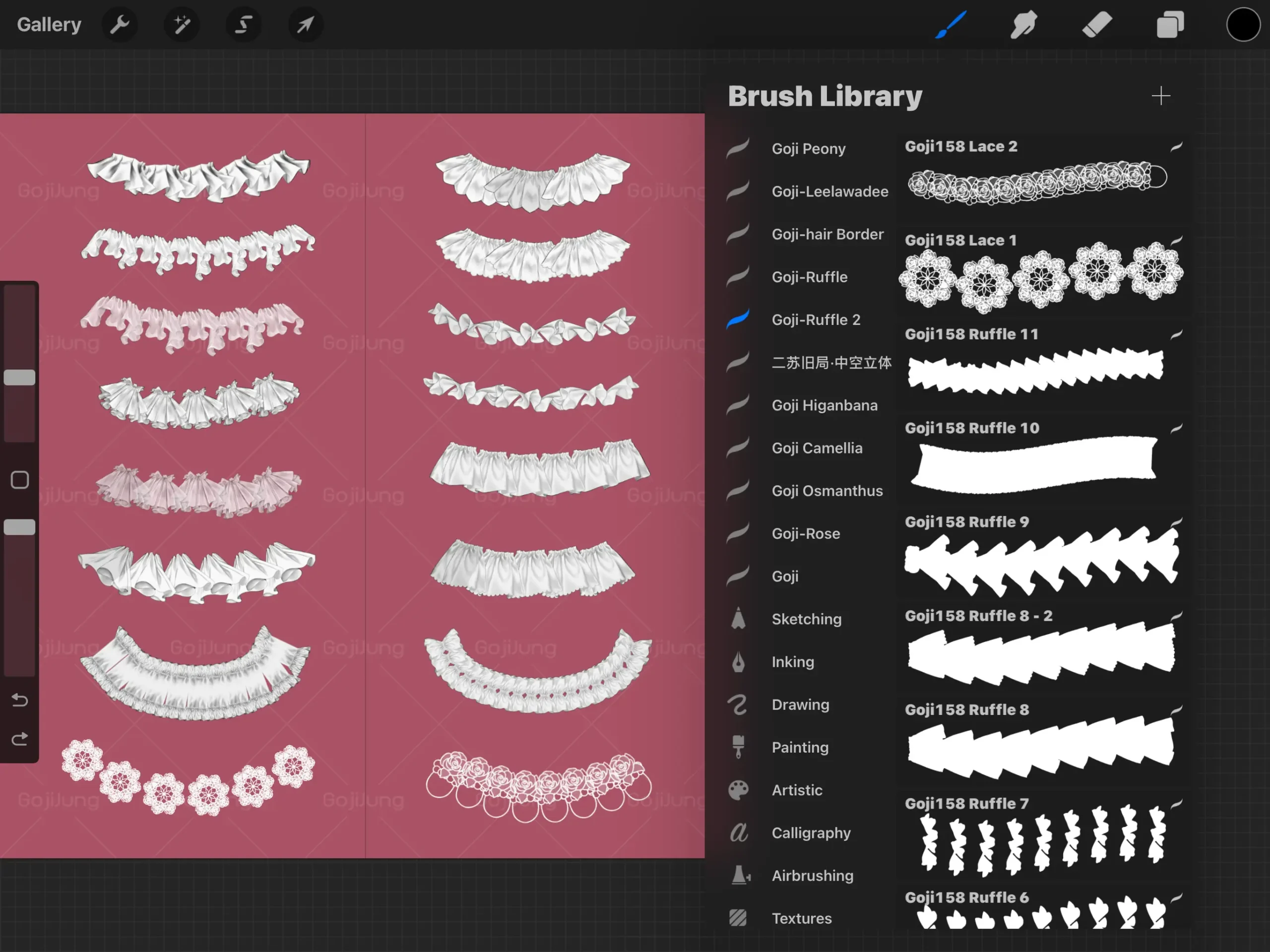 Ruffle brushes ver.2 by GojiJung158 5 ruffle brushes ver.2 by gojijung1583 93570