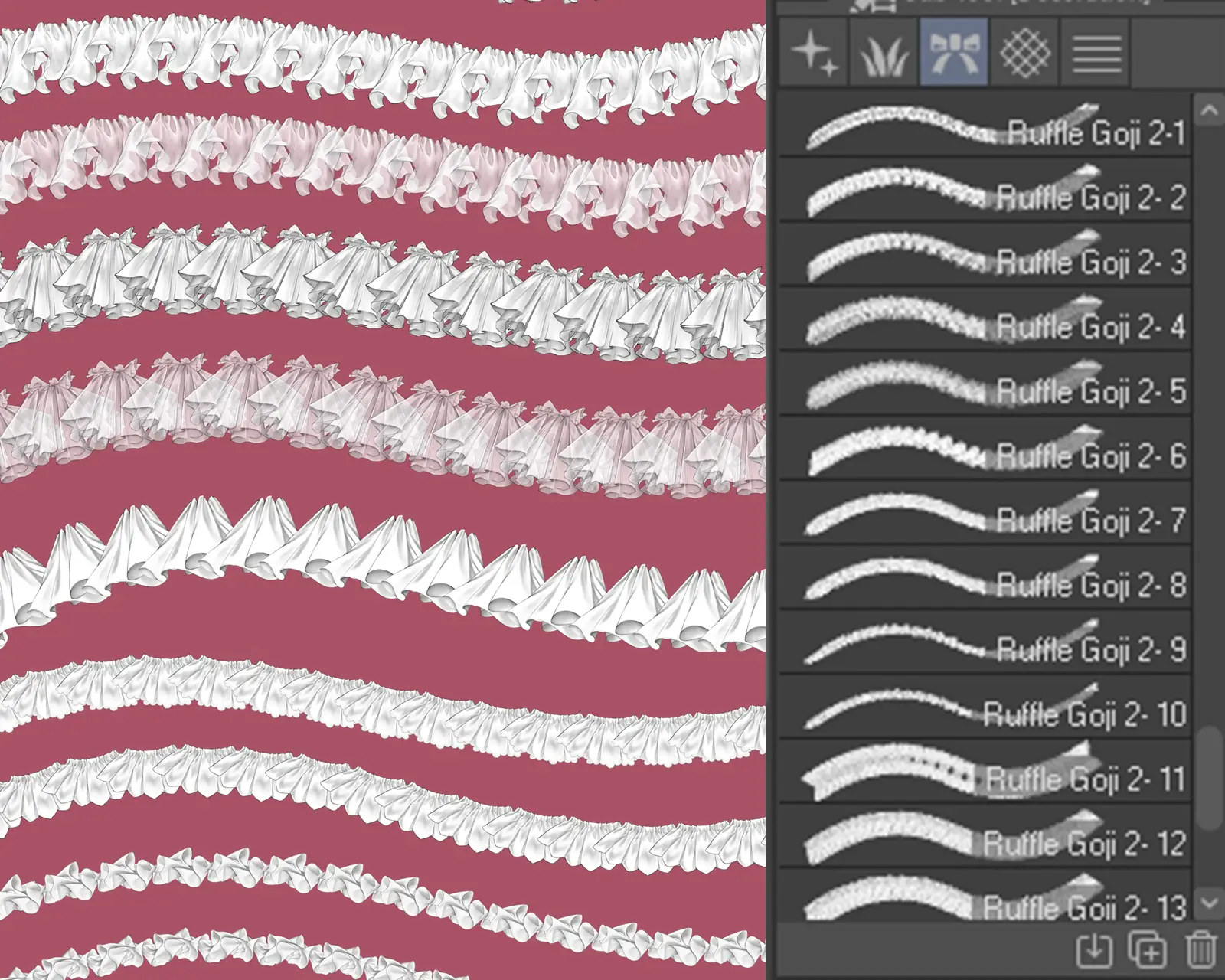 Ruffle brushes ver.2 by GojiJung158 9 ruffle brushes ver.2 by gojijung1587 93566