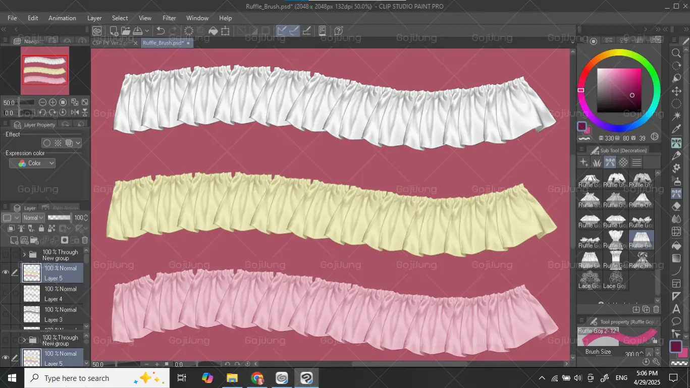 Ruffle brushes ver.2 by GojiJung158 3 ruffle brushes ver.2 by gojijung1588 93565