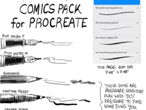 stationary to comics pack for procreate 93876