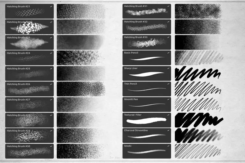 Hatching Procreate Brushes, Crosshatching And Shading Brush Pack, 55+ Professional Sketching Brushes, Realistic Pencil & Pen Texture Brushes 3 hatching procreate brushes 7