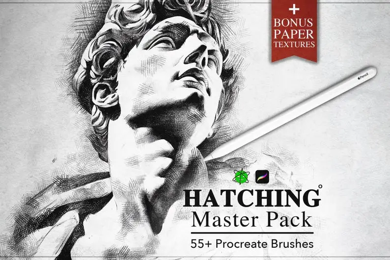 Hatching Procreate Brushes, Crosshatching And Shading Brush Pack, 55+ Professional Sketching Brushes, Realistic Pencil & Pen Texture Brushes 8 hatching procreate brushes