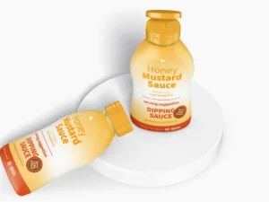 12 oz honey mustard sauce bottles mockup