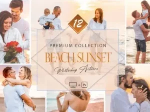 12 photoshop actions beach sunset