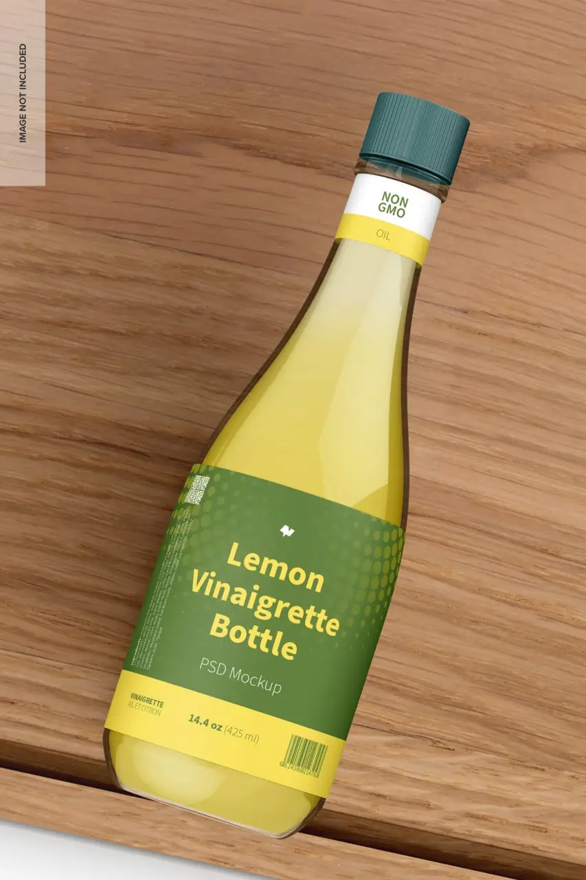 14 4 Oz Lemon Vinaigrette Bottle Mockup