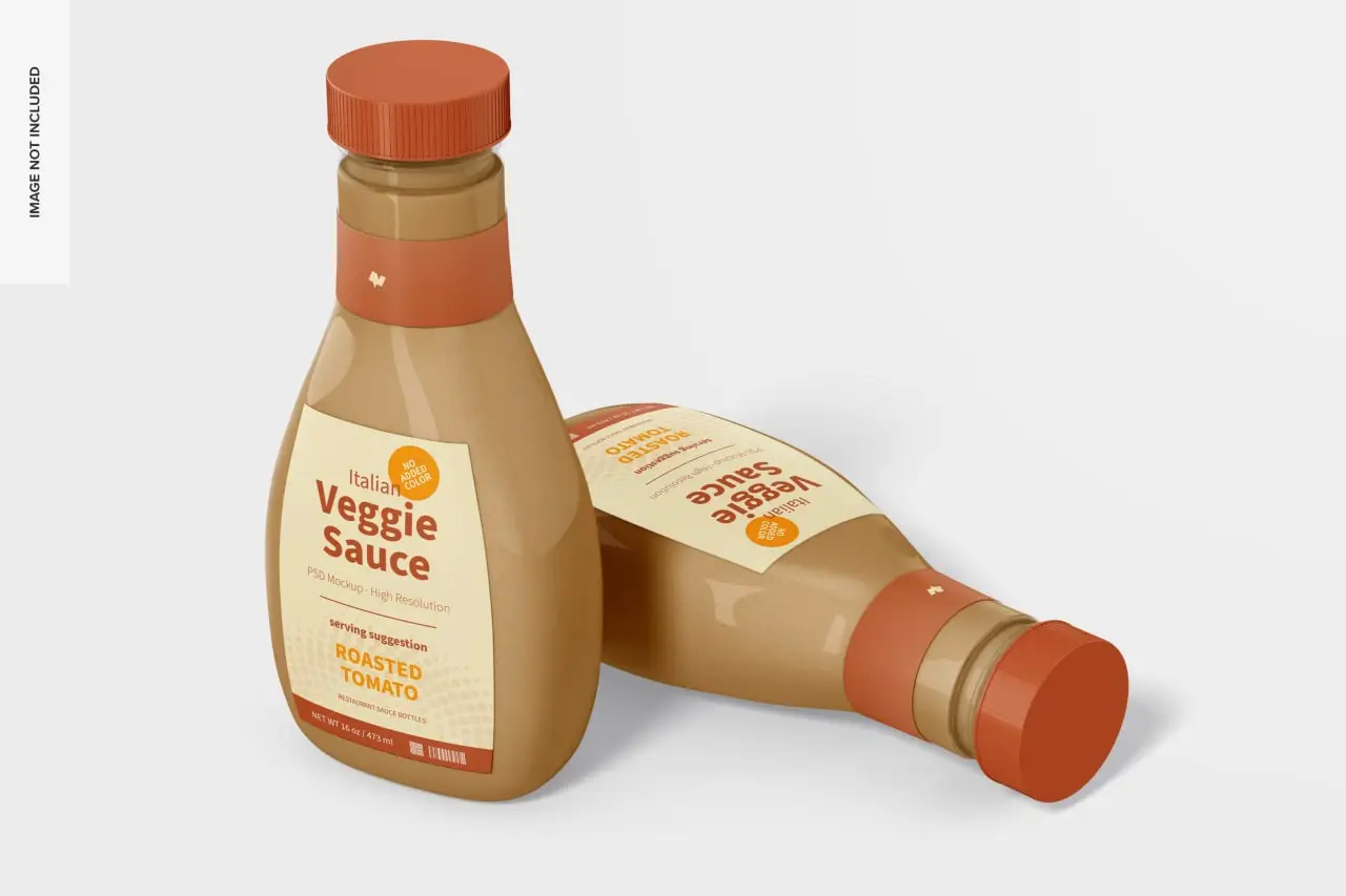 16 Oz Italian Veggie Sauce Bottles Mockup