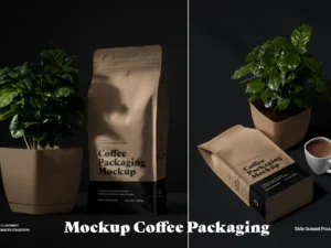 2 mockups coffee packaging with arabica tree