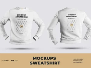 2 mockups mens sweatshirt front and back view