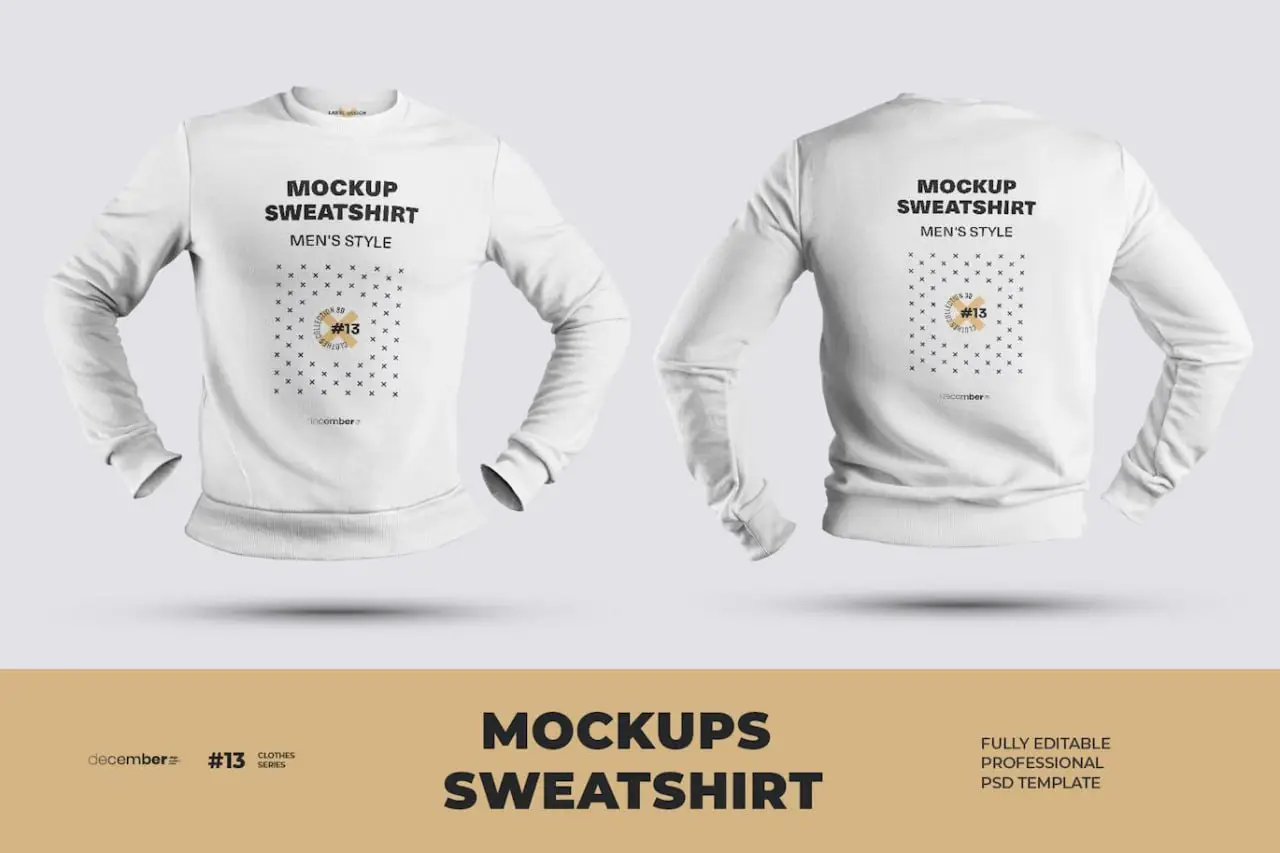 2 Mockups Mens Sweatshirt Front And Back View