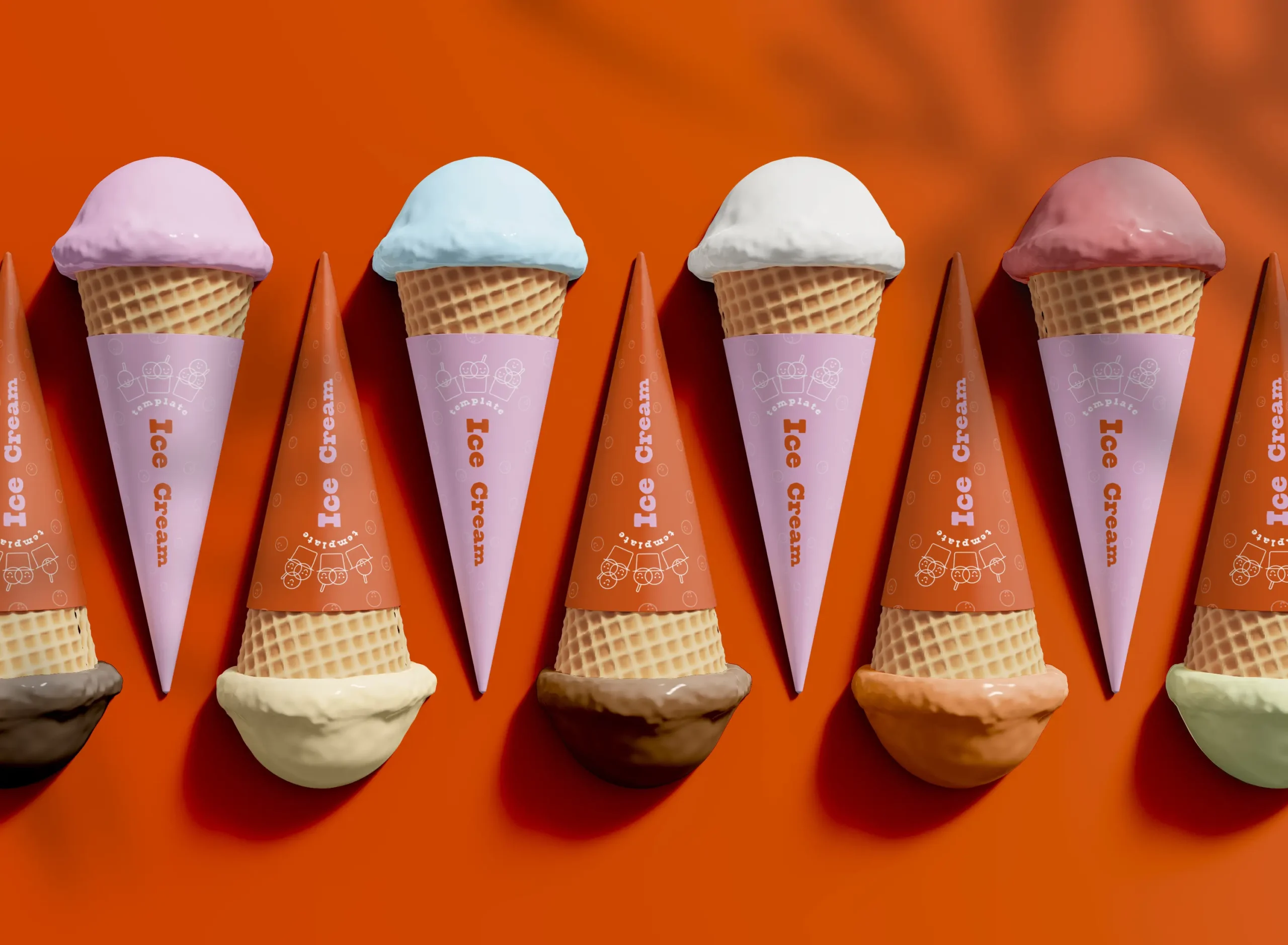 3D Array Of Ice Cream Bars Mockup