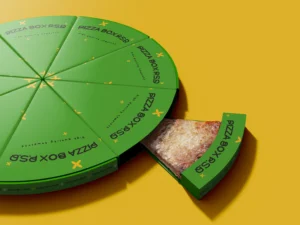 3d eight pizza slice boxes mockup