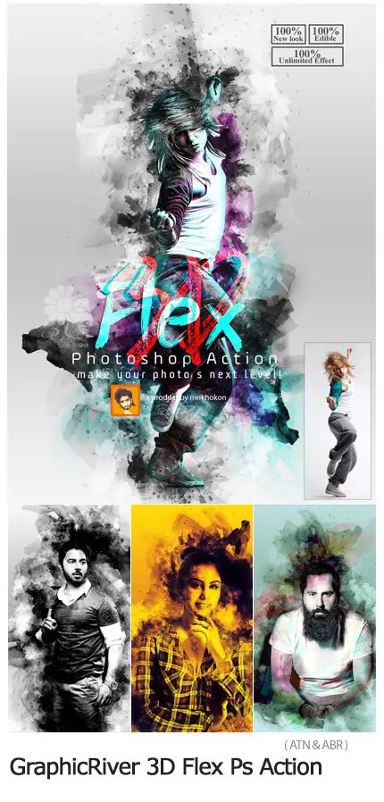 3D Flex Photoshop Action