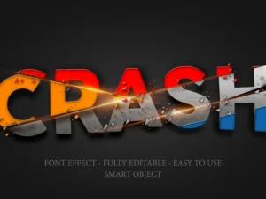 3d font colorful iron crash effect template