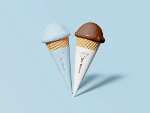 3d ice cream paper cups mockup