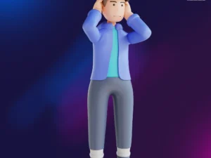 3d illustration of dizzy person with headache