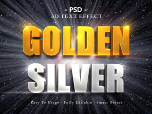 3d movies golden and silver text style effect