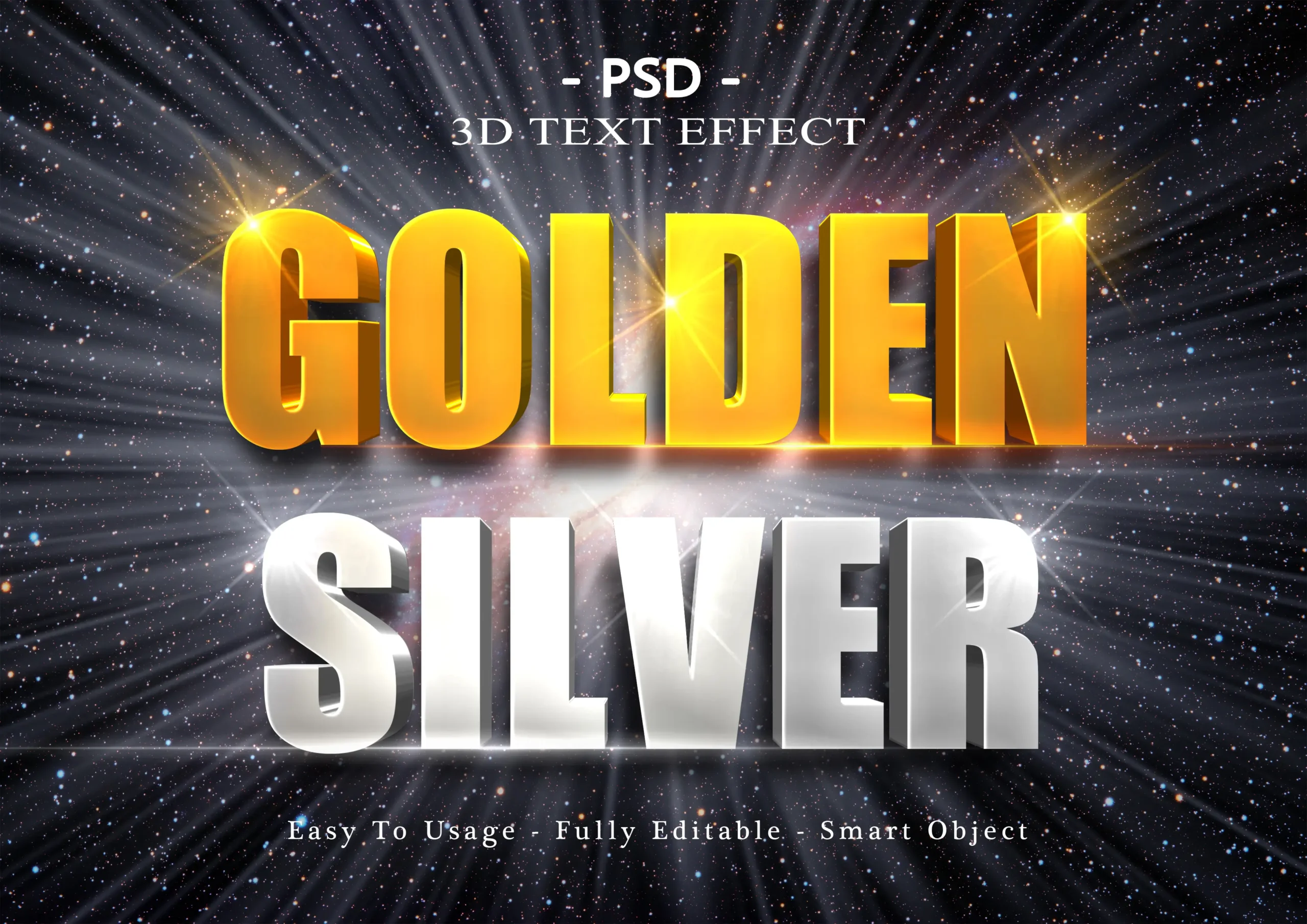 3D Movies Golden And Silver Text Style Effect