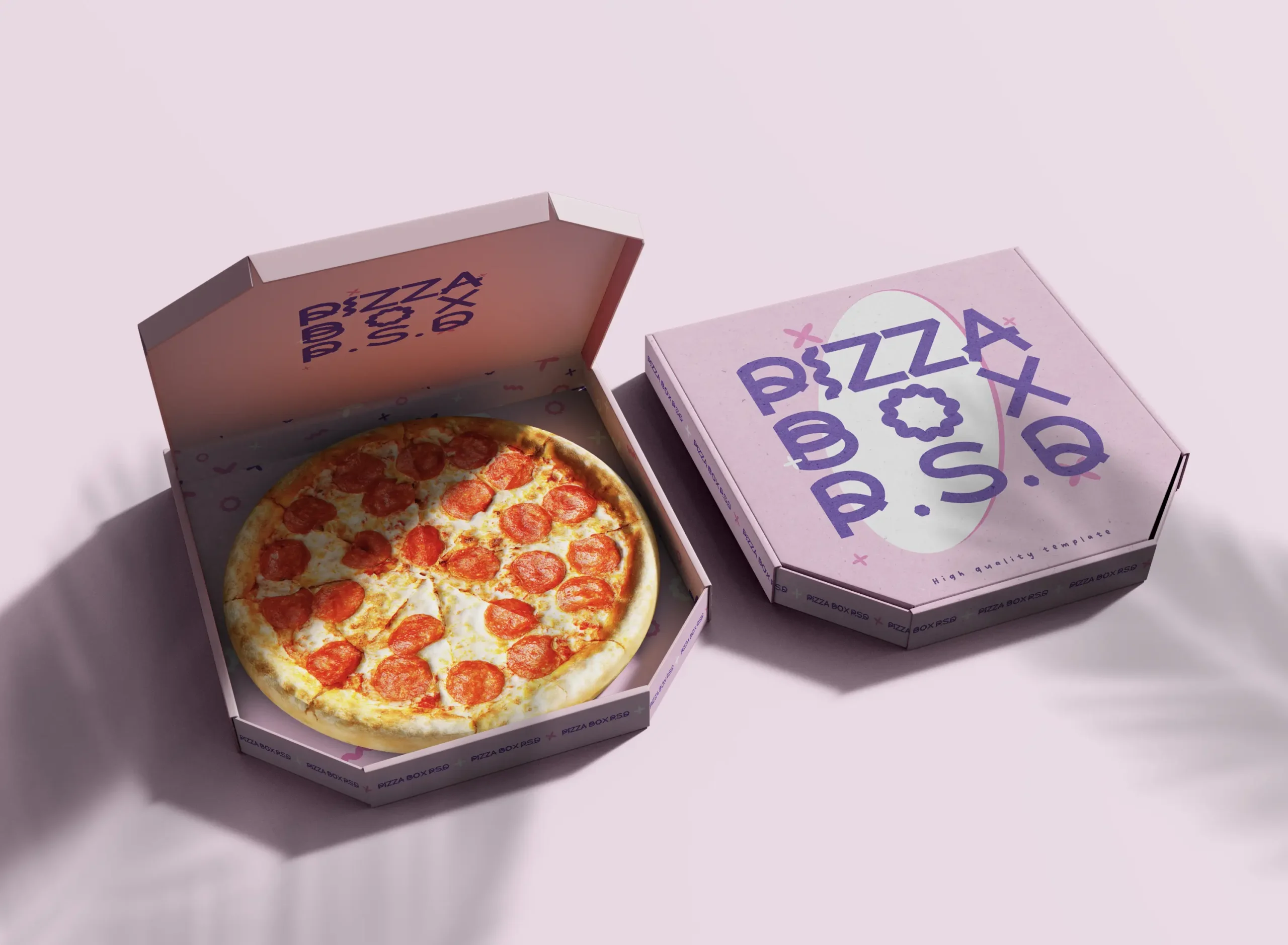 3D Opened Closed Pizza Boxes Mockup