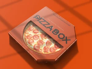 3d pizza box mockup with window