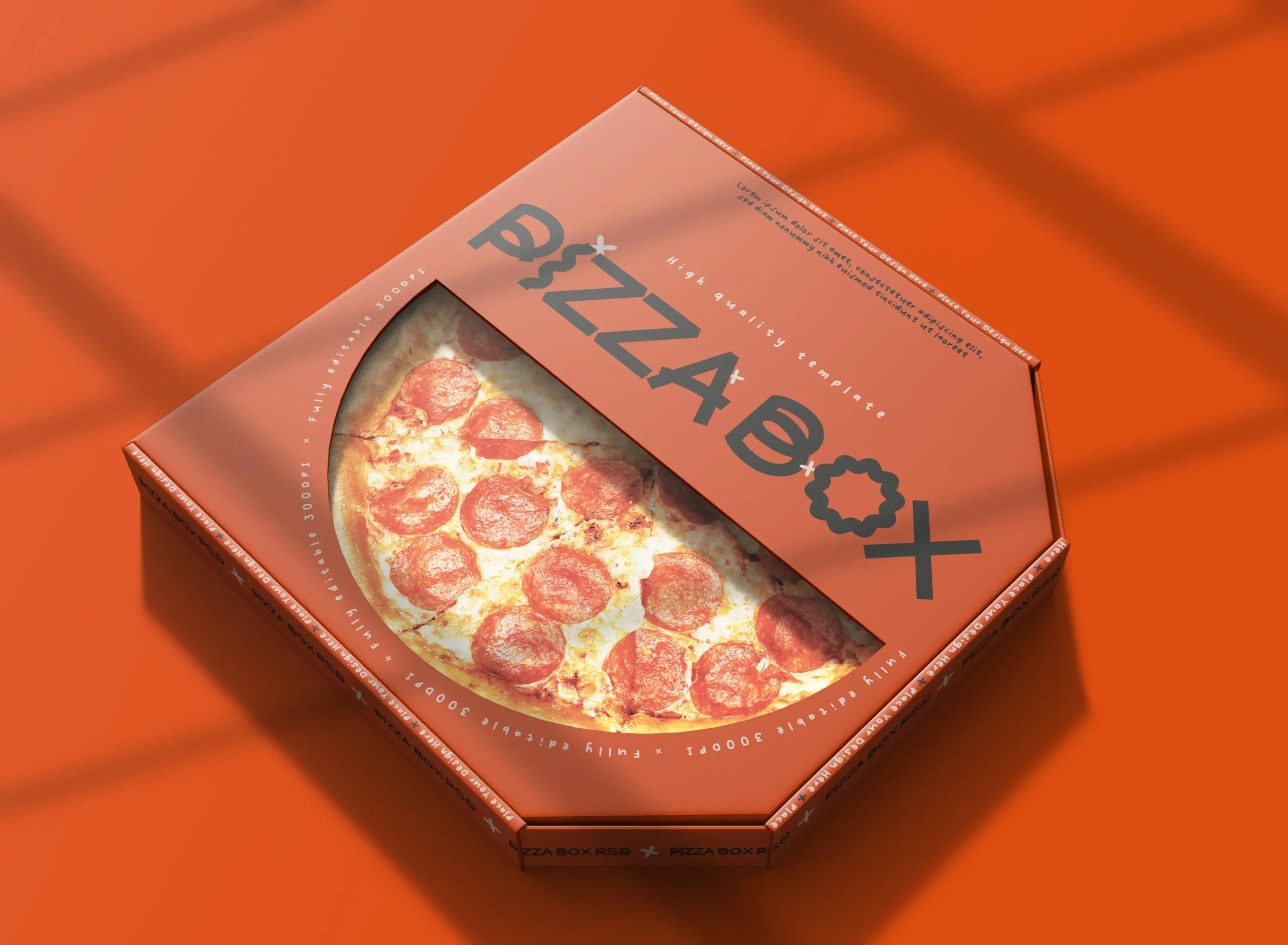 3D Pizza Box Mockup With Window