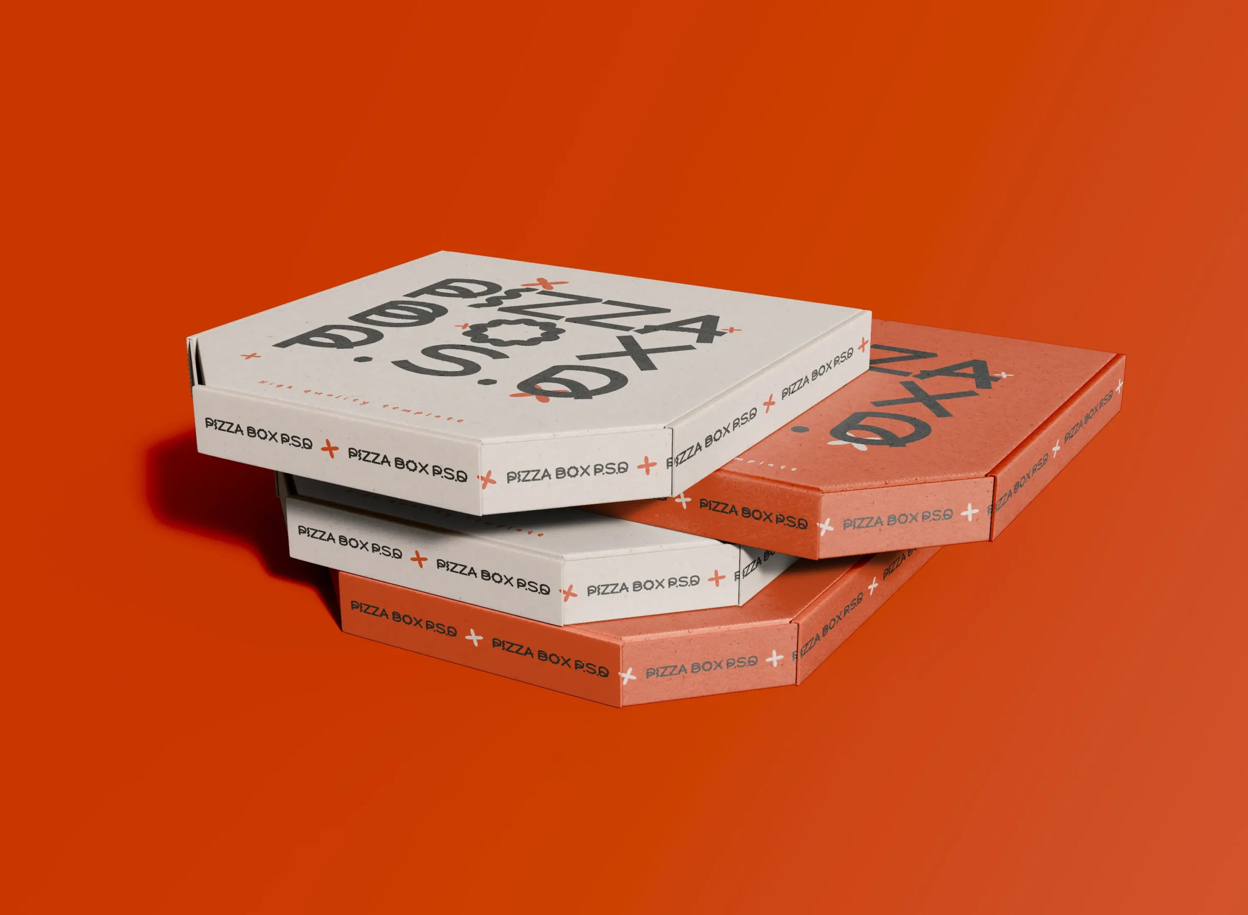 3D Pizza Boxes Packaging Mockup