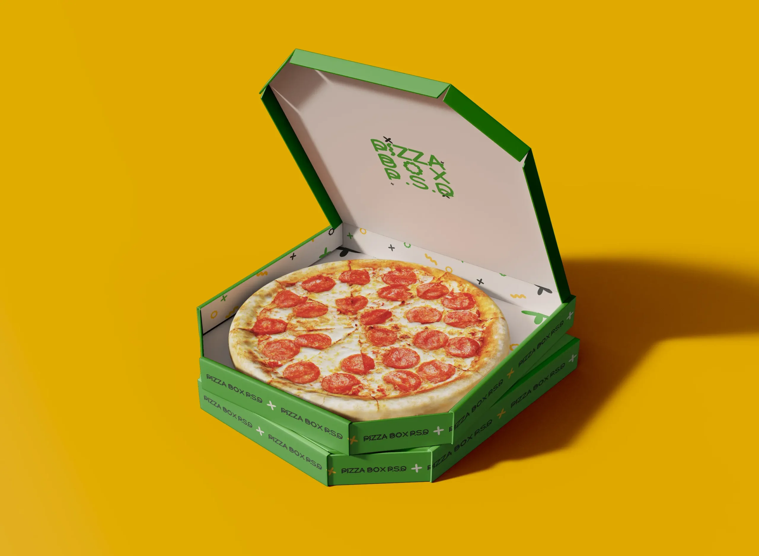 3D Pizza Delivery Boxes Mockup