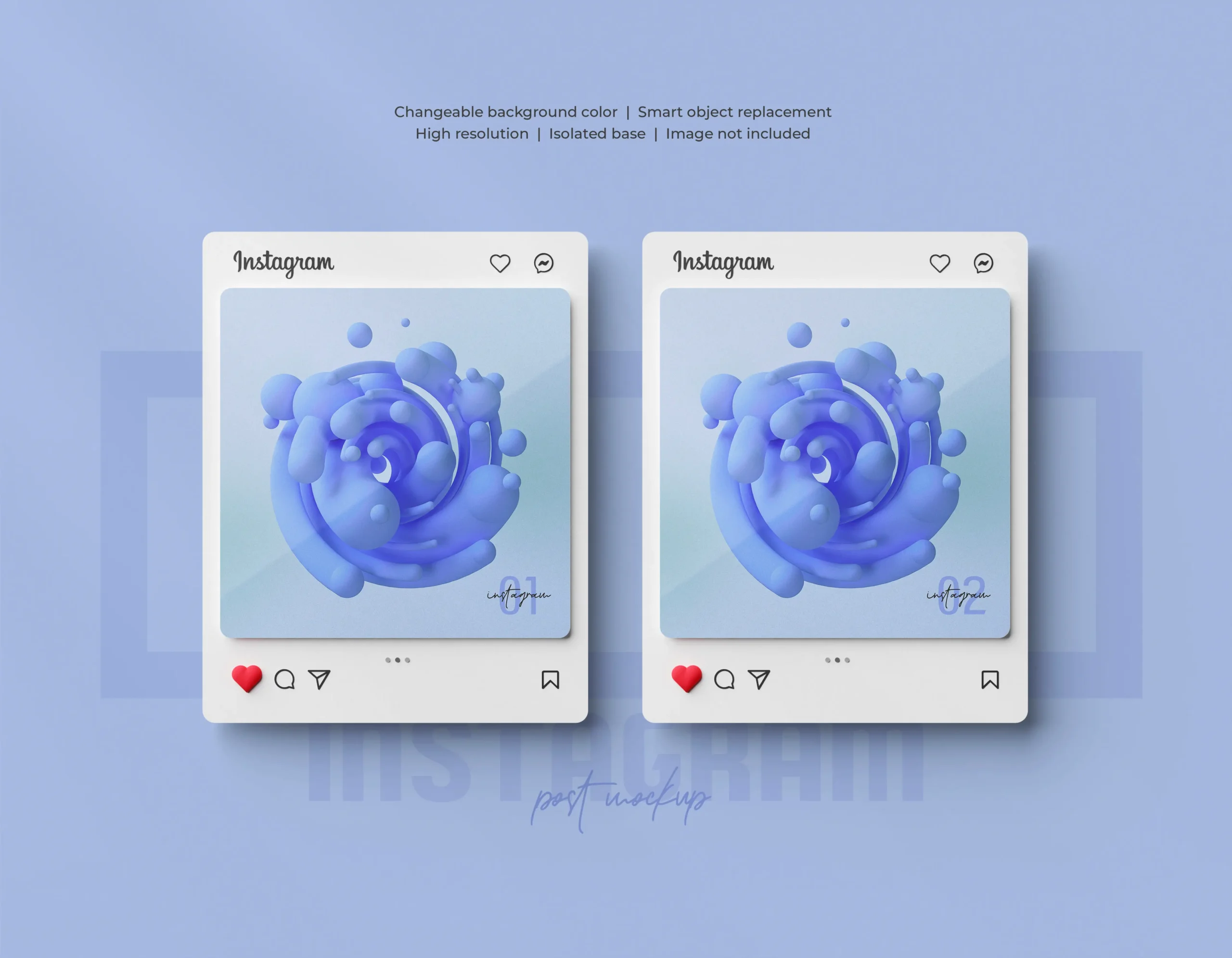 3D Rendered Instagram Post Mockup Isolated