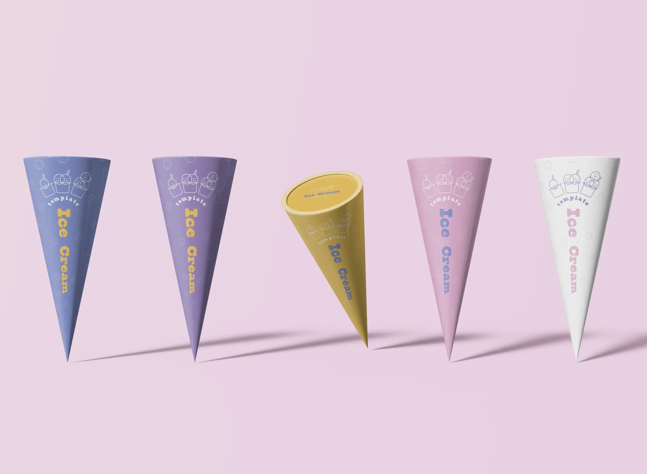 3D Six Levitating Pospcicle Ice Cream Mockup