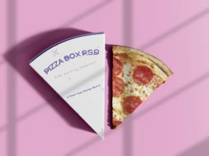 3d triangle pizza slice box mockup