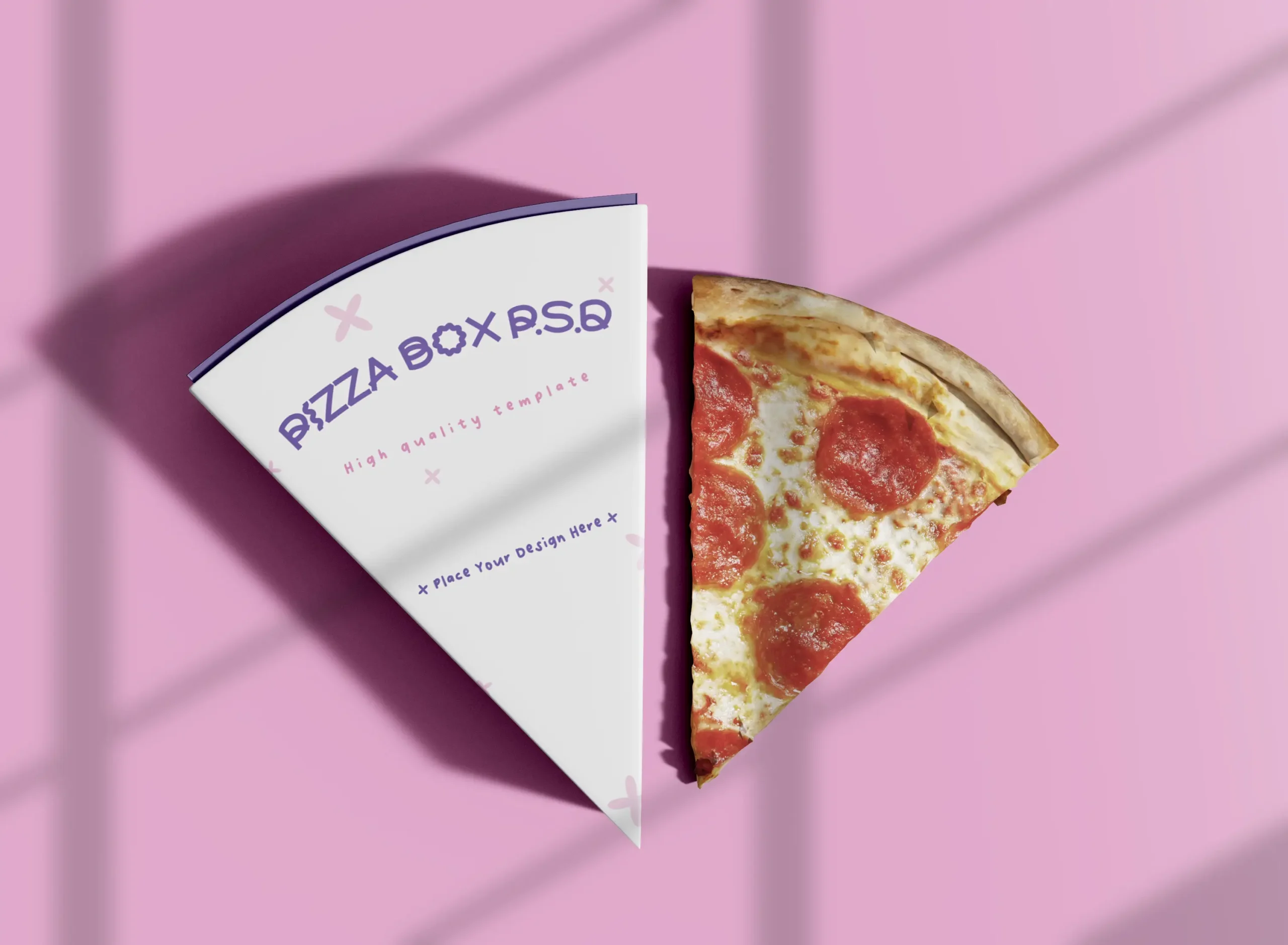3D Triangle Pizza Slice Box Mockup