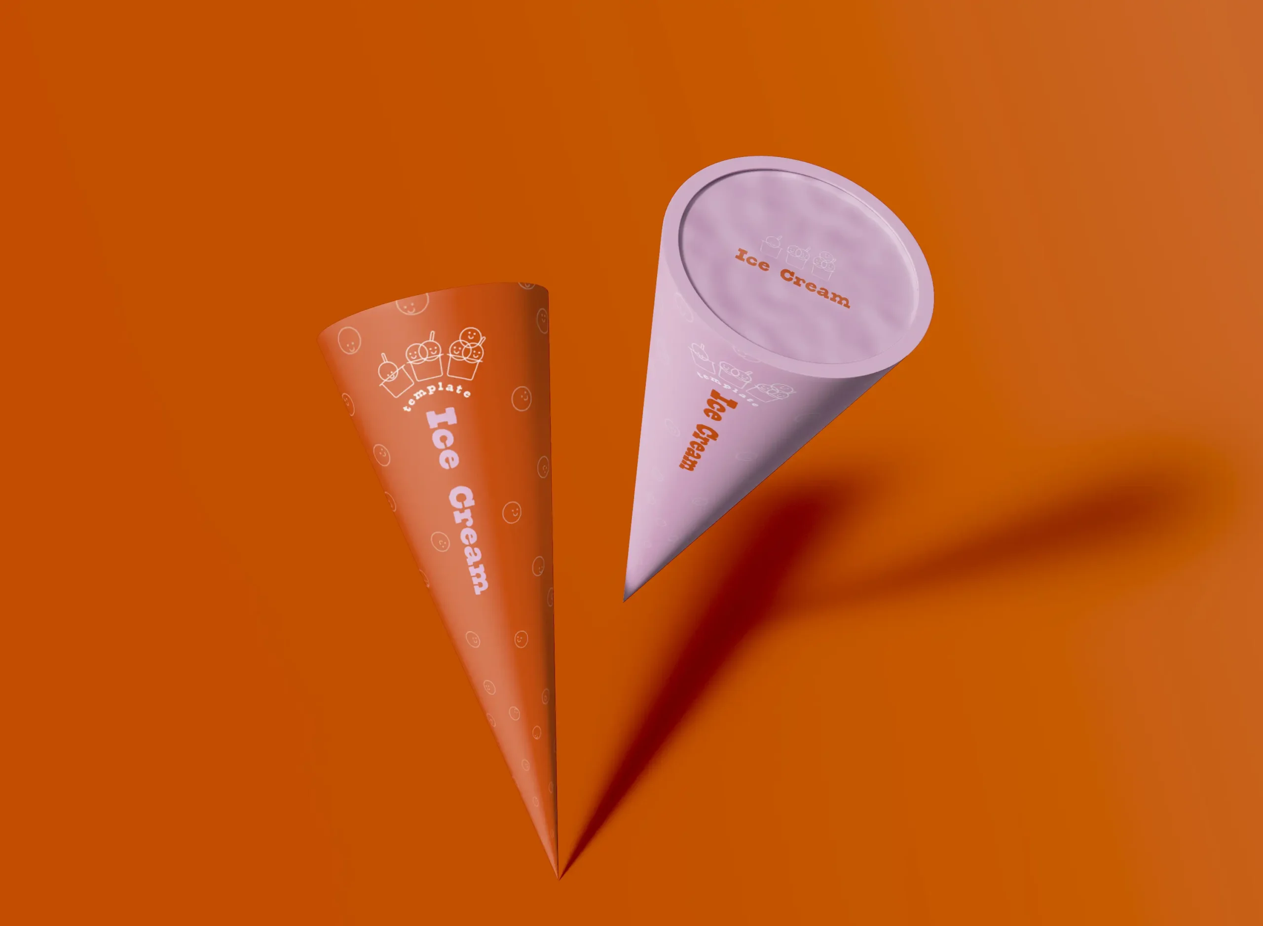 3D Two Ice Cream Cones Mockup