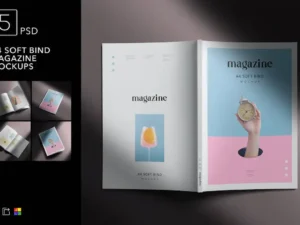 a4 soft bind magazine mockups