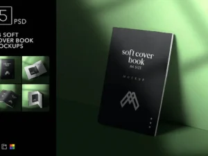 a4 soft cover book mockups