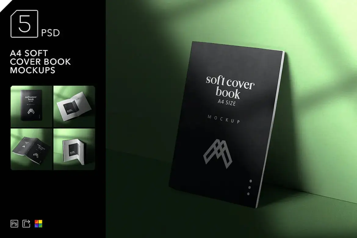 A4 Soft Cover Book Mockups
