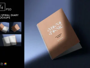 a4 spiral diary mockups