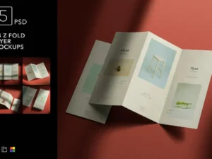 a4 z fold flyer mockups