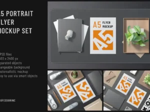 a5 portrait flyer mockup set