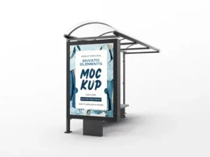 advertise poster bus station mockup 7