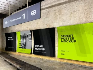 advertising boards train station mockup
