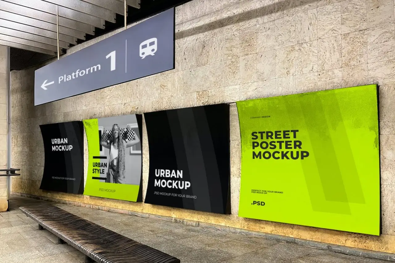Advertising Boards Train Station Mockup