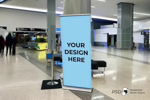 Airport Roll-Up Banner Mockup